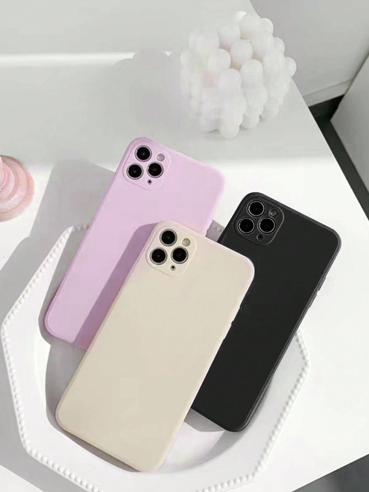 3pcs Solid Phone Case Compatible With iPhone 15/15Pro/15Plus/15Promax