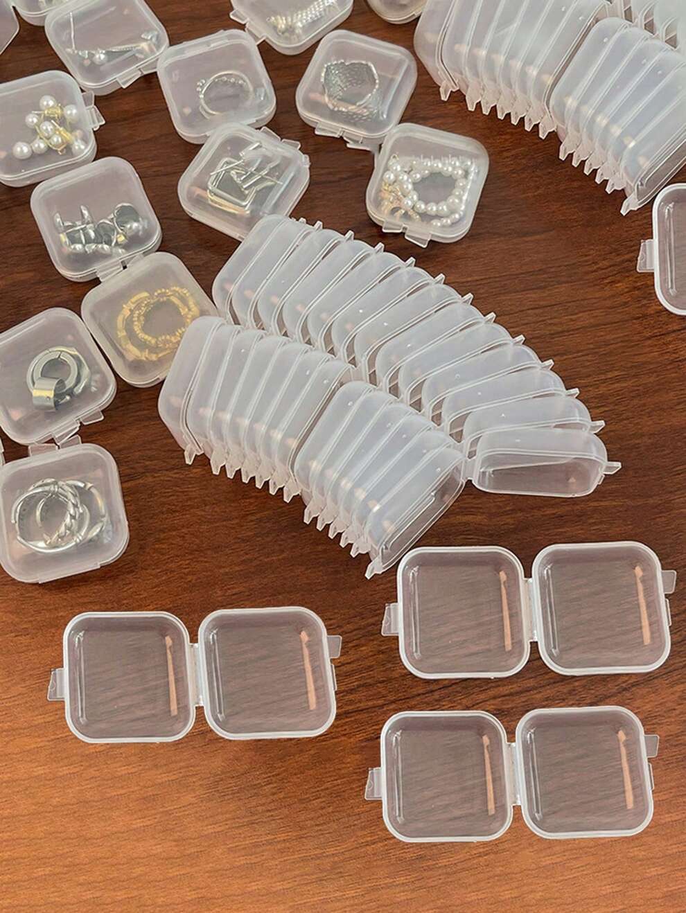 20pcs/set Plastic Jewelry Storage Box With Transparent Cover For Daily Use