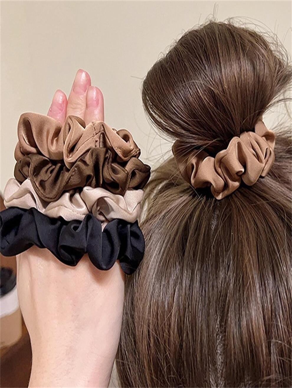 4pcs Women Solid Casual Hair Tie For Daily Life