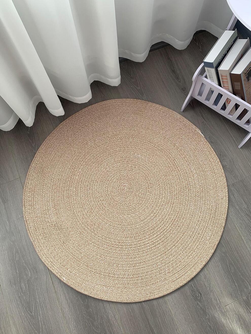 Solid Color Rug, Round Woven Carpet, For Living Room, Bedroom