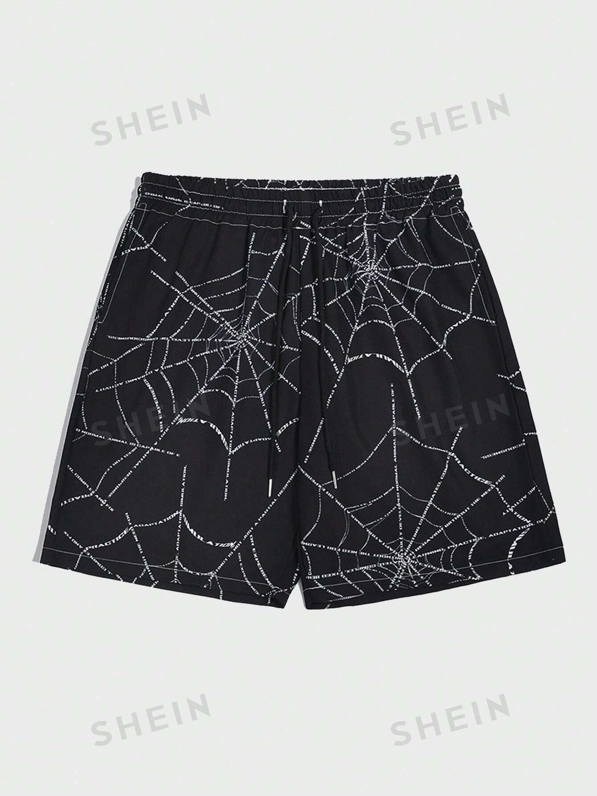 ROMWE Goth Men Simple Spider Web Print Shorts