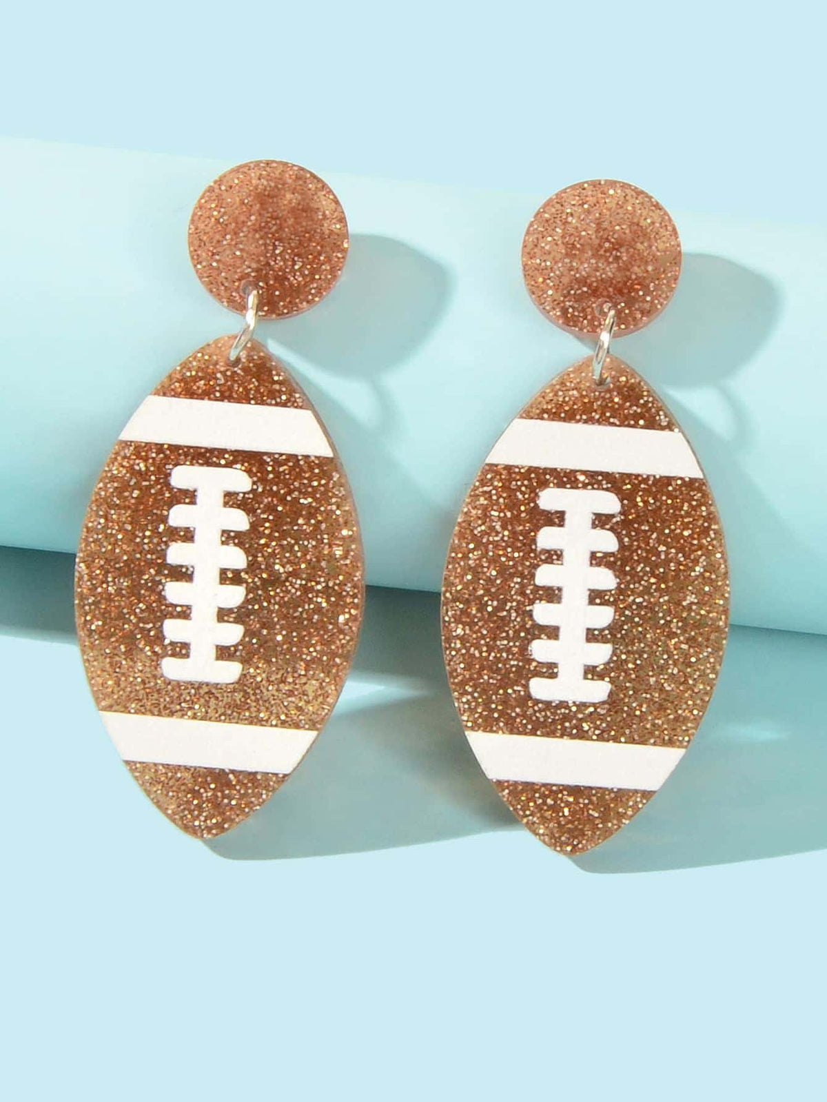 1pair Fashion Silver Acrylic American Football Rugby Dangle Earrings Footy Sports Team Fan Jewelry