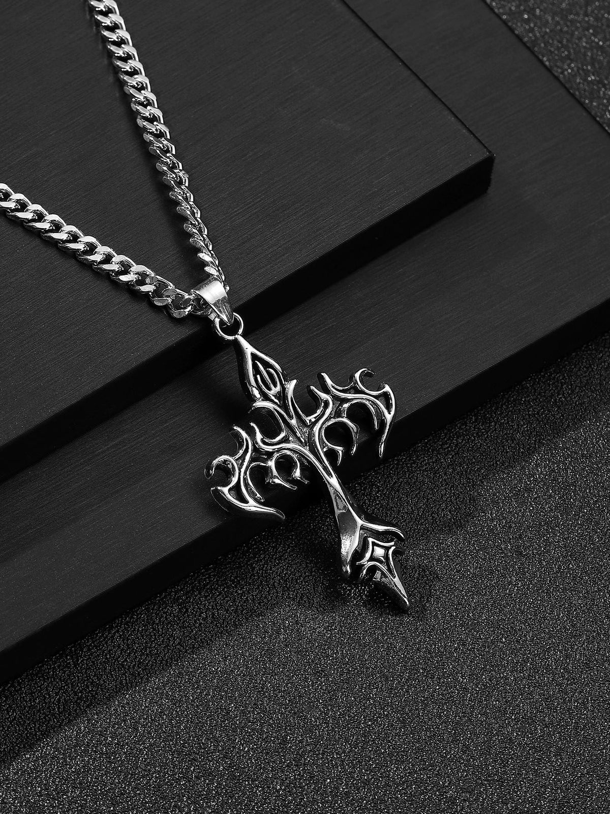 Men's Cross Charm Necklace, For Jewelry Gift And Party