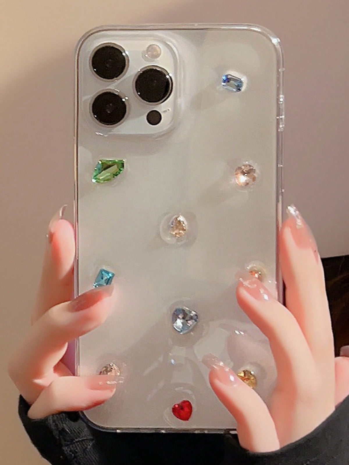 SHEIN X Jess Rhinestone Decor Clear Phone Case Compatible With IPhone 15/15Pro/15Plus/15Promax