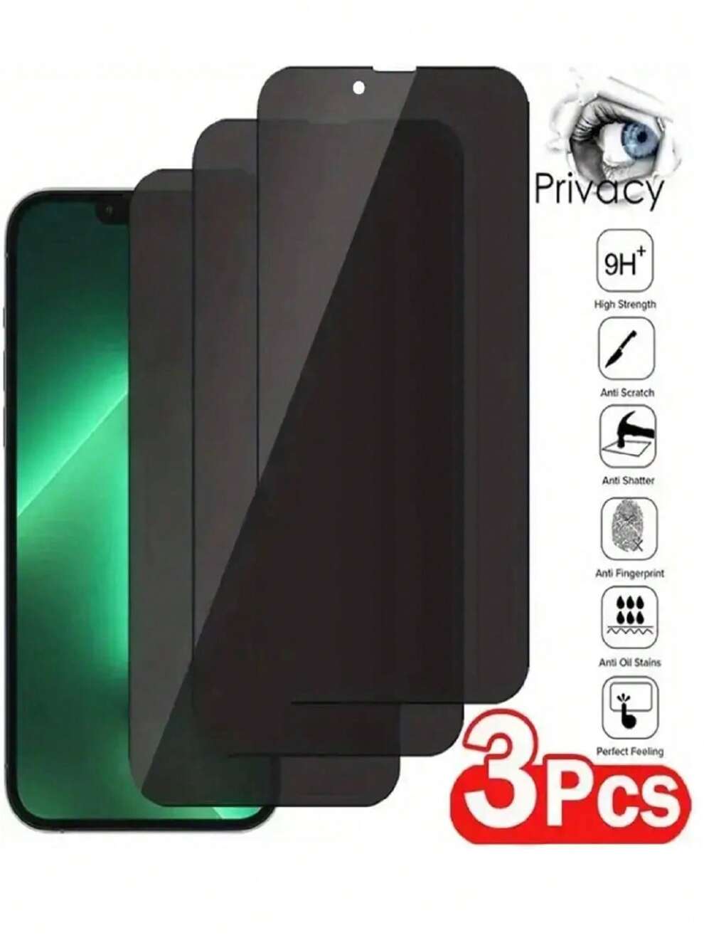 3pcs Privacy Protection Screen Protection Tempered Film Compatible With iPhone15/15Plus/15Pro/15Promax