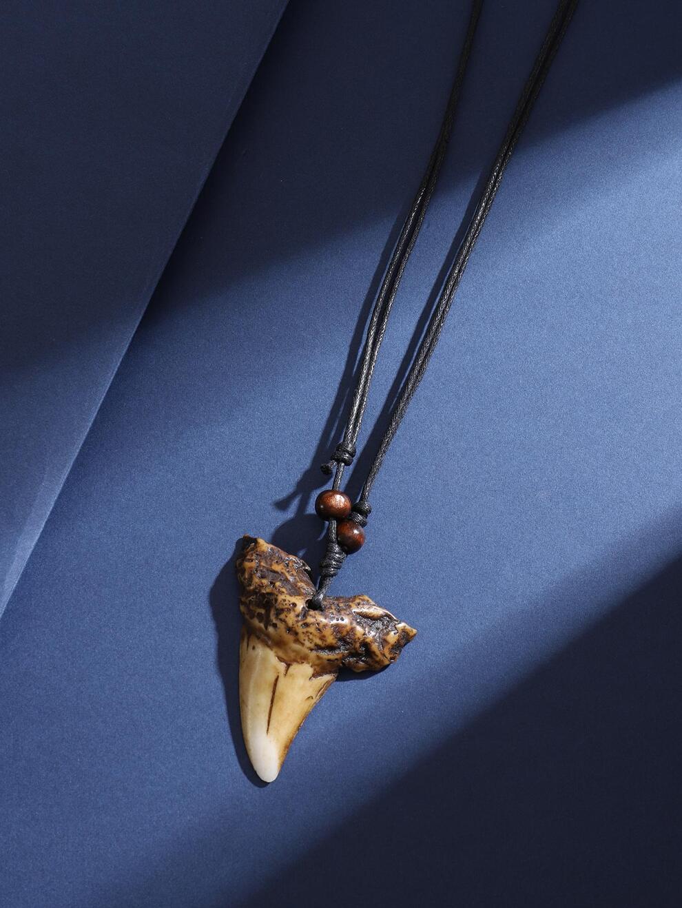 Men Shark Teeth Charm Necklace, For Jewelry Gift And Party