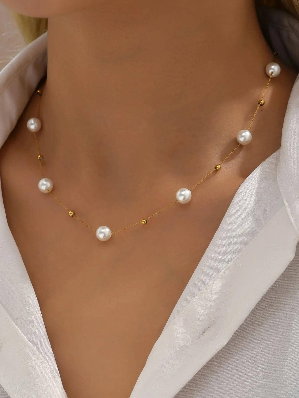 1pc Fashionable Delicate French Romantic Style Faux Pearl Woman Necklace