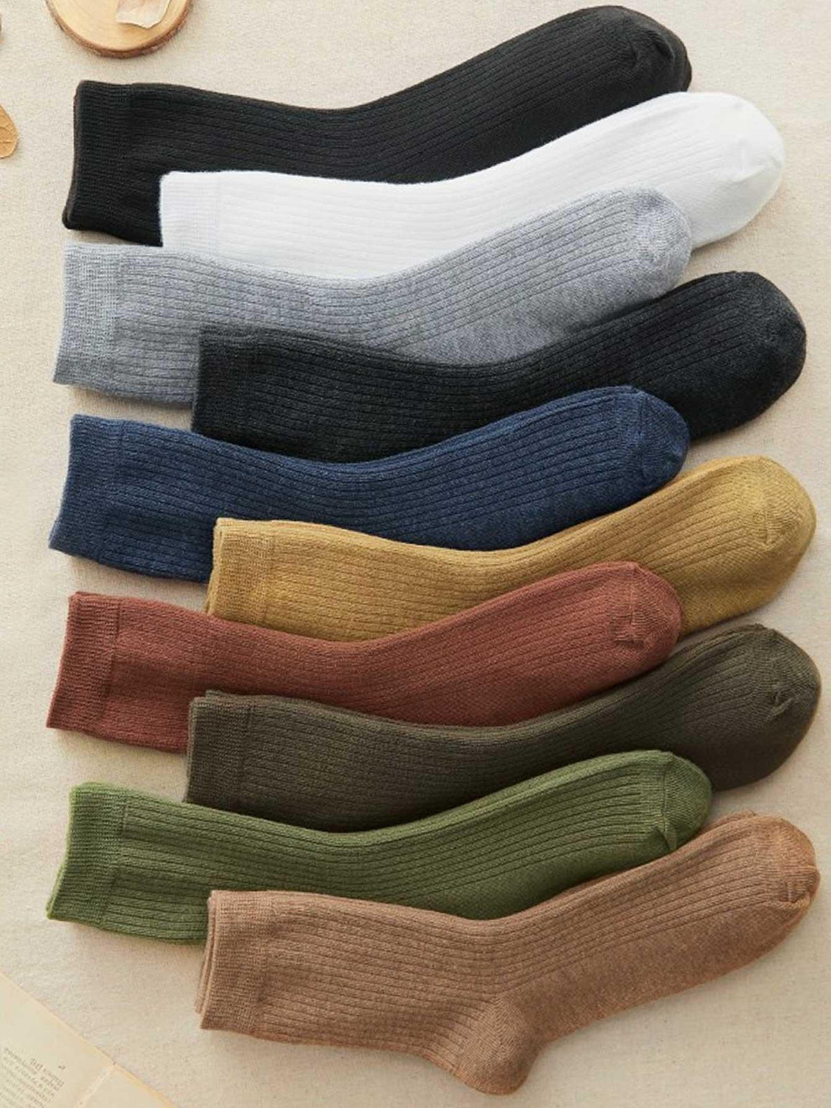 10pairs Men Solid Crew Socks