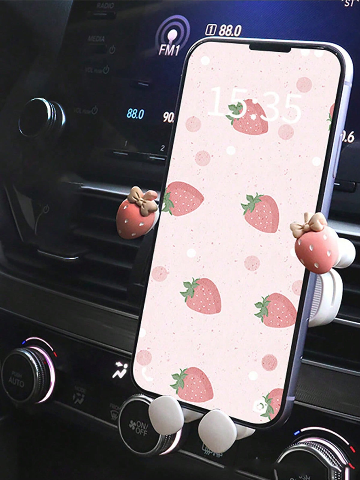 Strawberry Decor Car Air Outlet Phone Holder