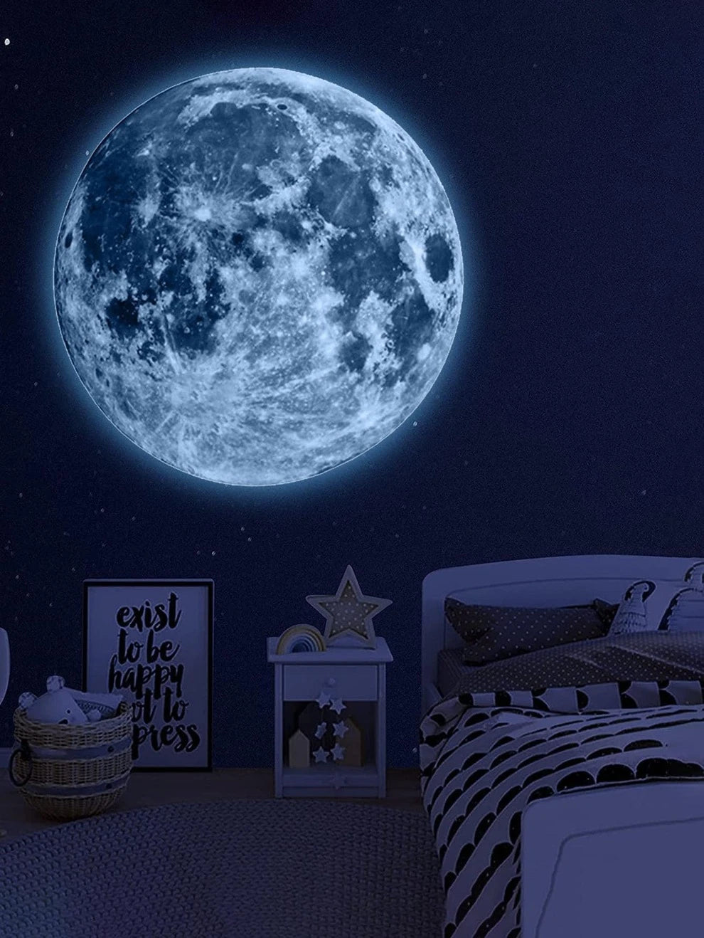 1pc Moon Pattern Glow In The Dark Wall Sticker