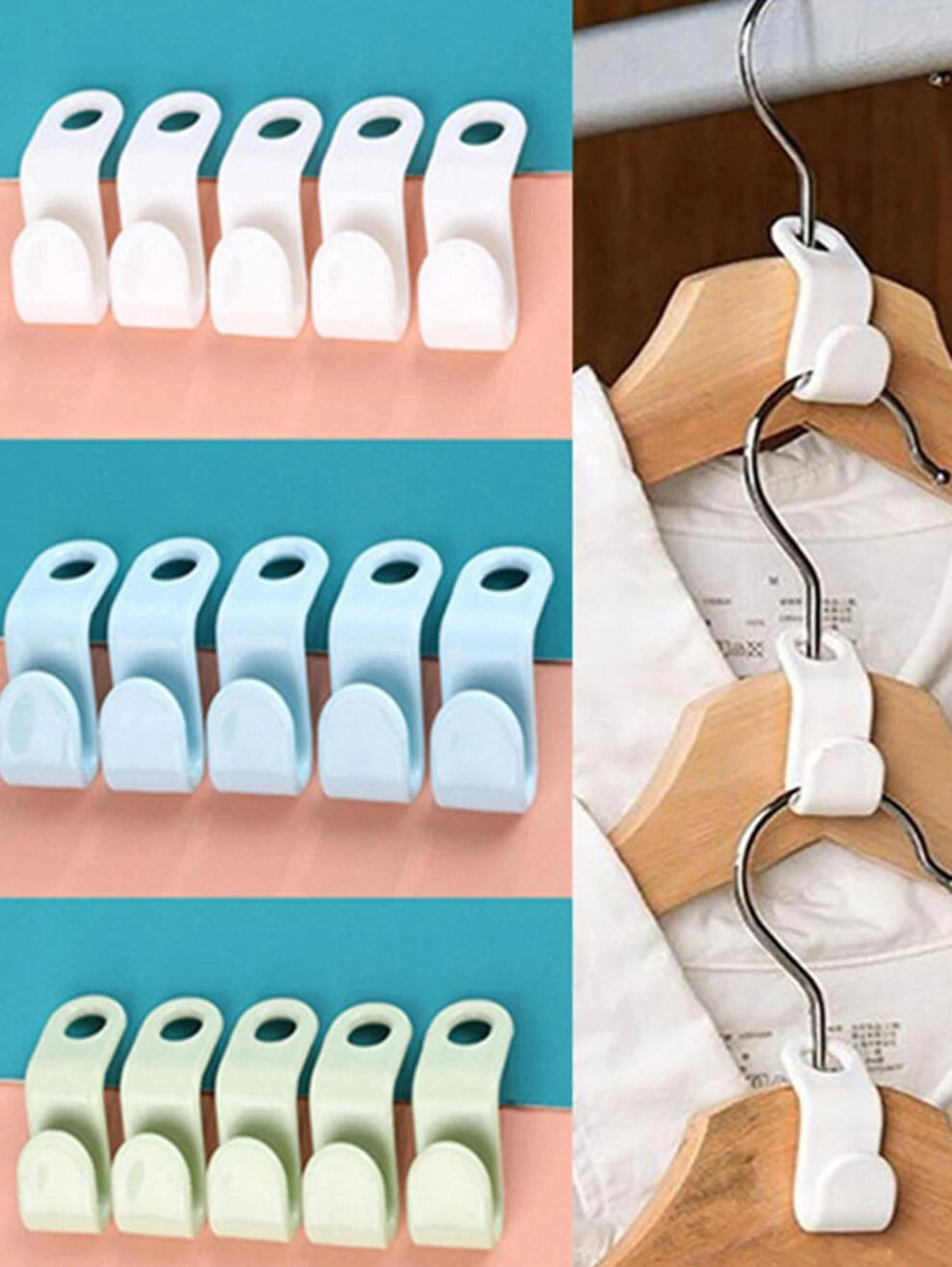 10/20/50pcs Mini Clothes Hanger For Closet Connector Hooks Cascading Plastic Wardrobe Coat Organizer Rack Holder Space Saving