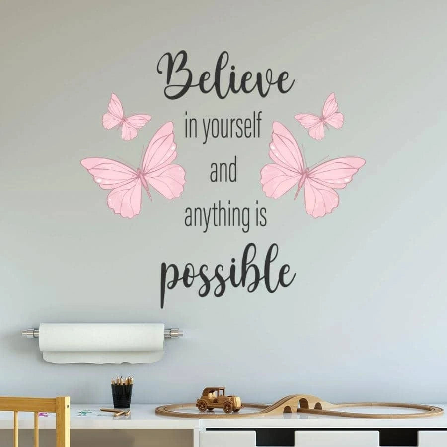 1pc Butterfly & Slogan Graphic Wall Sticker