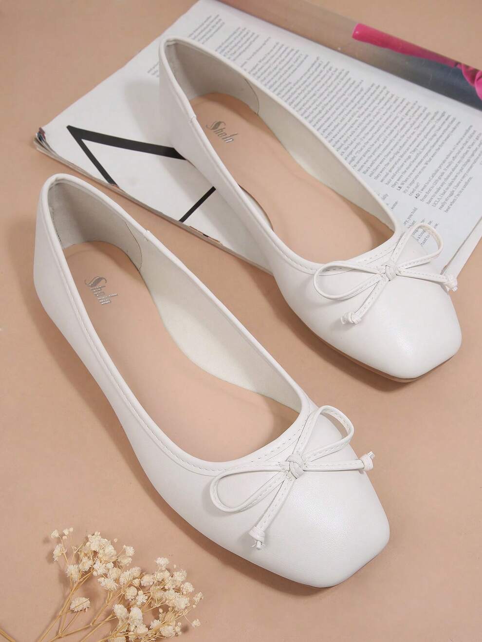 SHUZIA Faux Leather Closed Toe Ballet Flats