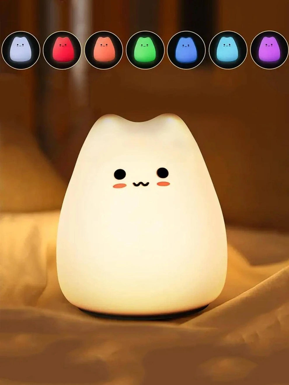 1pc LED Cat Night Light, Cute Kindergarten Color Changes Children's Night Light, With Dragon Head Control, Battery Soft Silicone Soft Cat Light Children Gifts