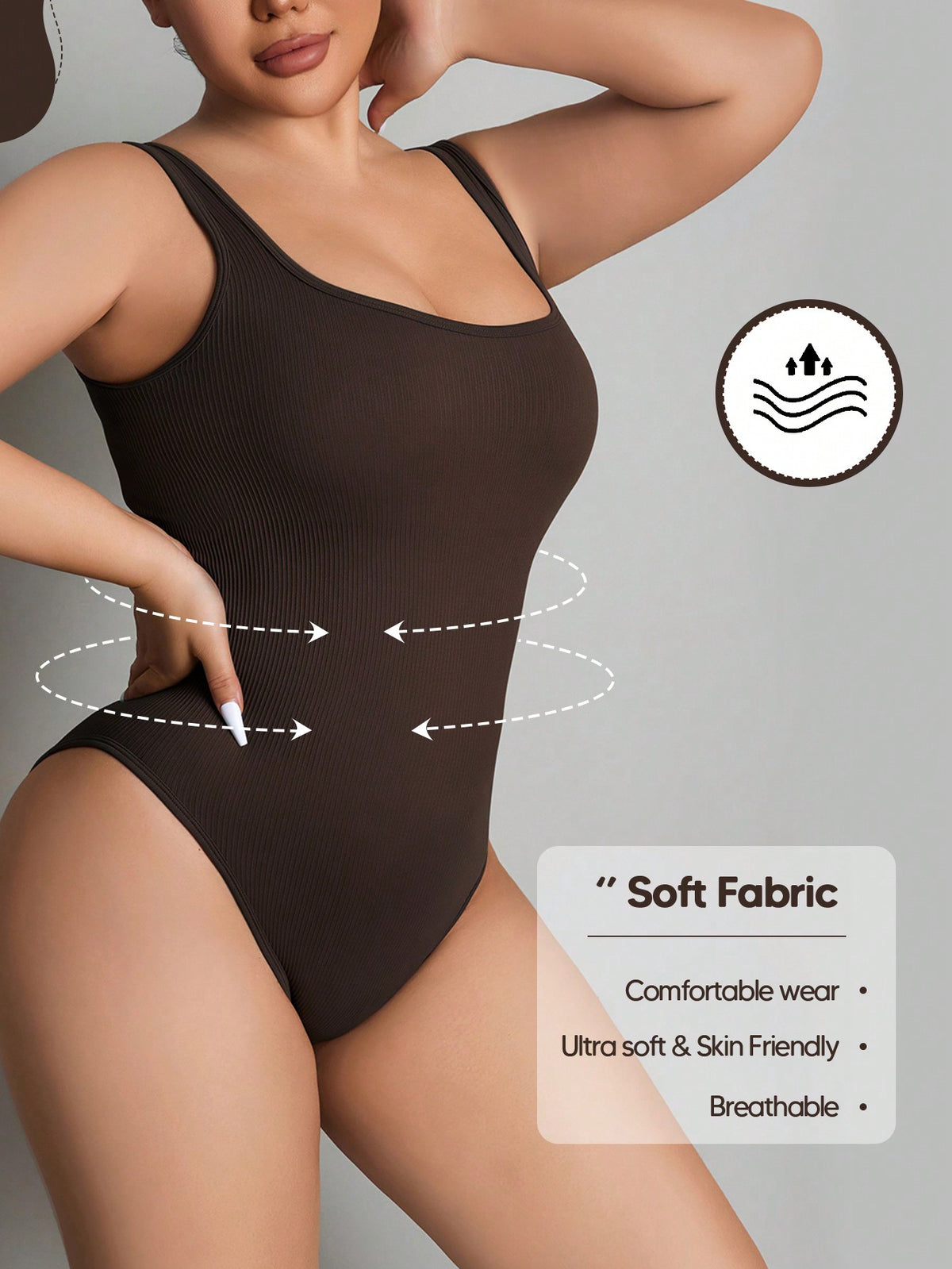 Solid Ribbed Knit Seamless Tummy Control Tank Bodysuit