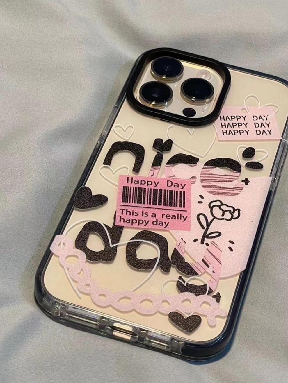 Letter Graphic Clear Phone Case