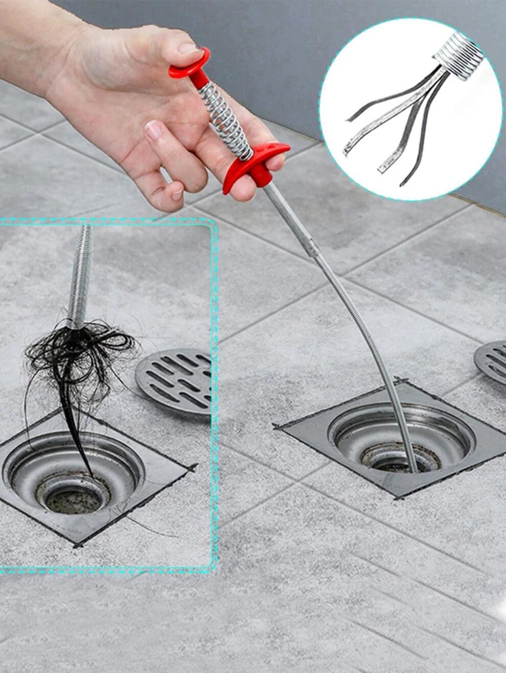 1pc 60/160/200cm Steel Wire Drain Pipe Cleaner Hook For Toilet And Kitchen Sink Blockage Removal