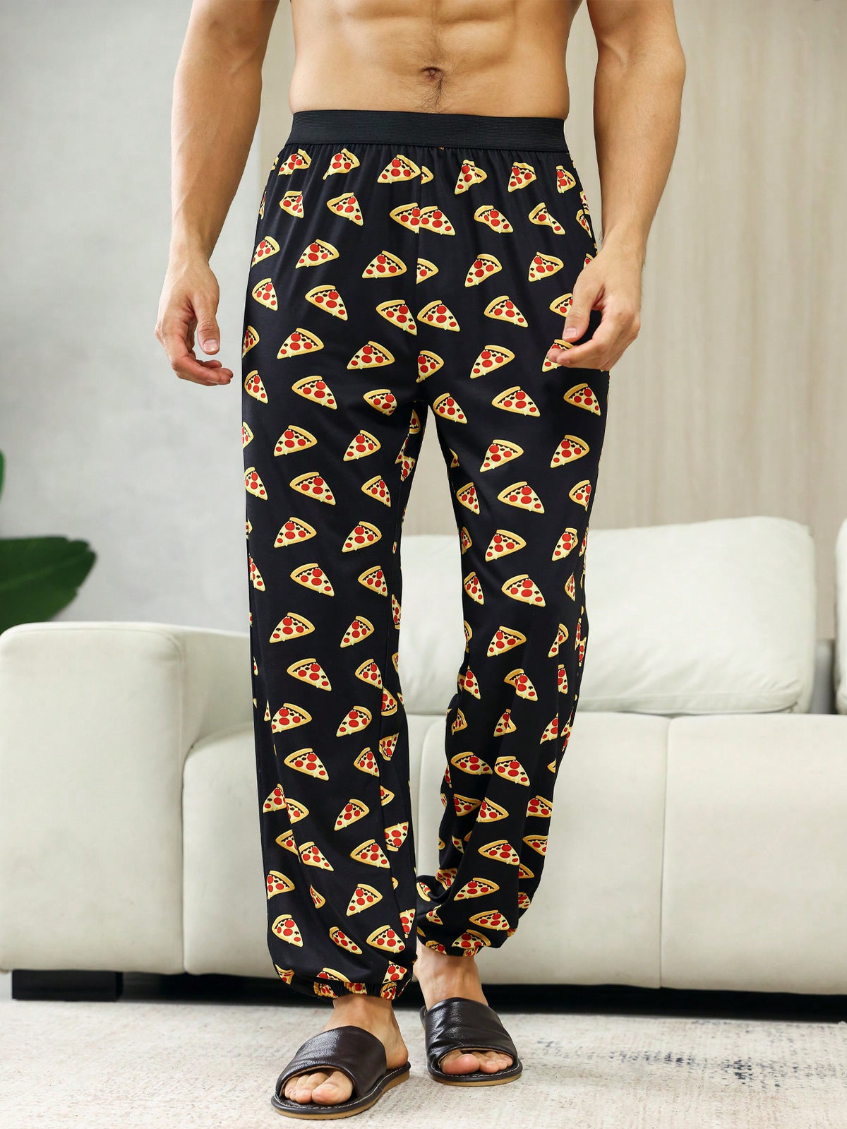 Men Pizza Print Sleep Pants