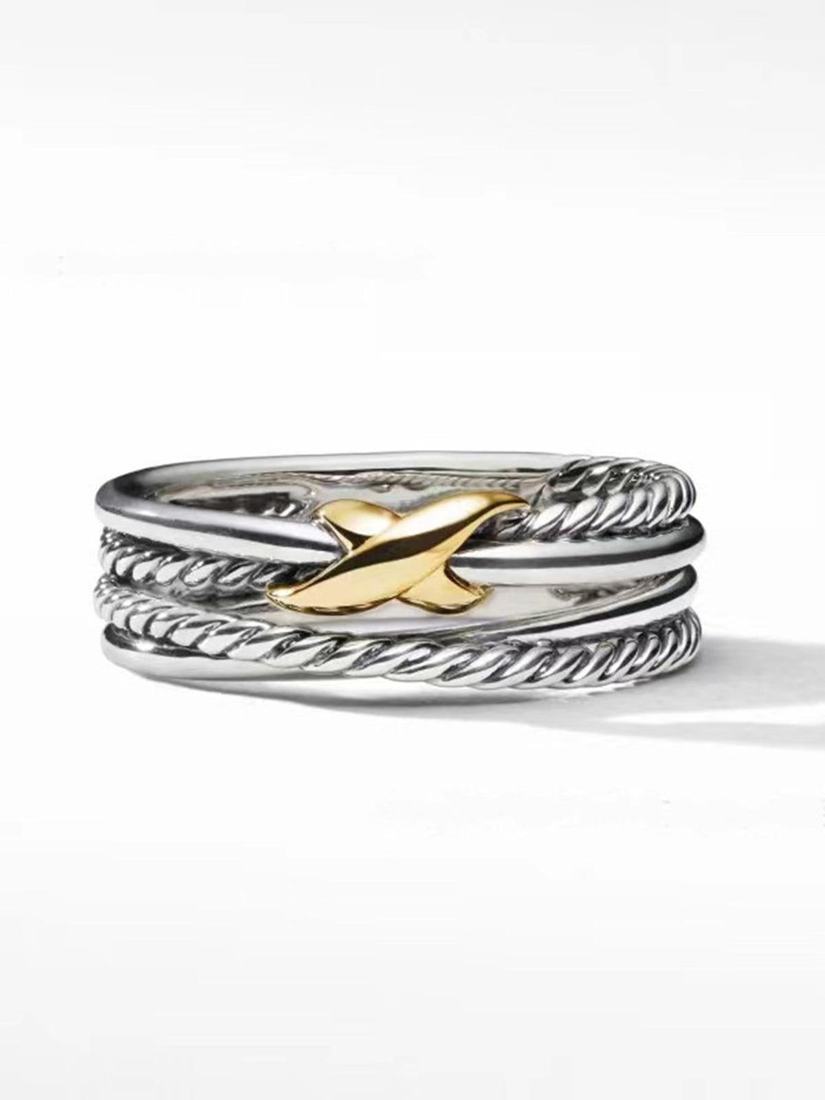 Criss Cross Detail Layered Ring