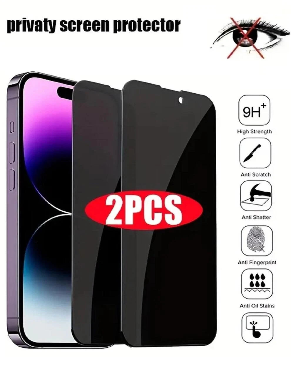 2pcs Privacy Screen Protector Compatible With iPhone15/15Plus/15Pro/15Promax