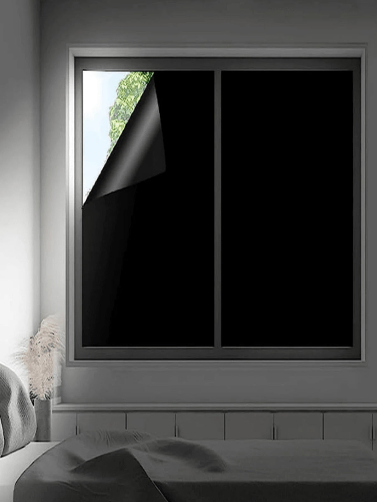 1 Roll Black Window Privacy Sticker, Waterproof Self-Adhesive Black Window Film, Suitable For Multiple Scenarios Such As Office And Home, Effectively Blocks Light, Protects Privacy, And Prevents Ultra