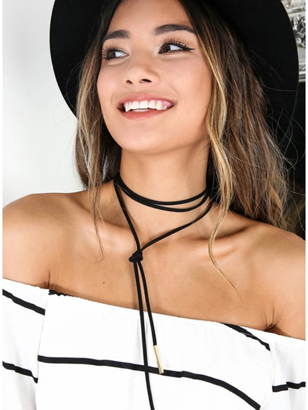 Bohemian Style Velvet Tie Diy Party Personality Choker Handmade Fashion Bowknot Long Necklace With European And American Jewelry