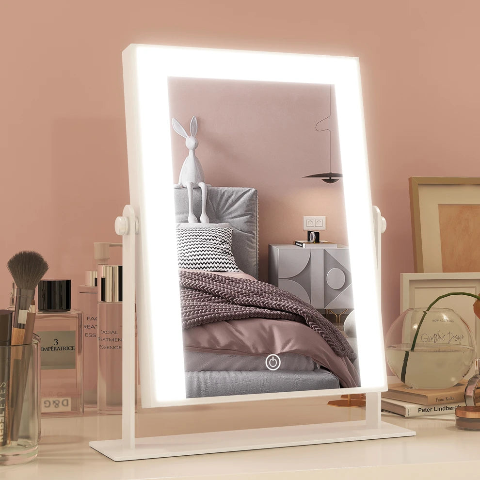 VIEROSE Makeup Mirror With Lights, 360° Rotation Lighted Vanity Mirror, Dimmable Touch Screen, Portable Cosmetic Mirror With Lights For Makeup Desk & Dressing Room