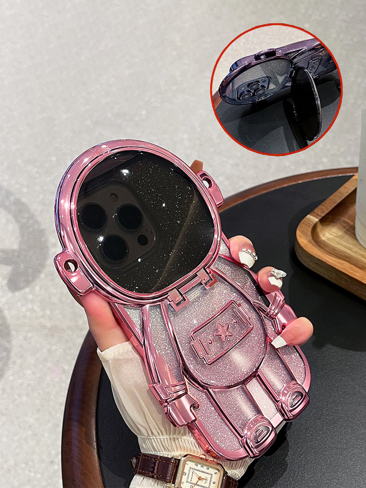 Pink Astronaut Design Phone Case Kawaii