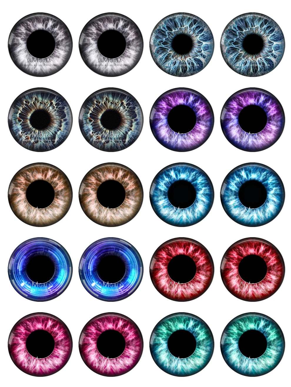 20Pcs In Pairs 12mm/20mm/25mm Assorted Eye Covered Cabochons Flatback Cabochons Animal Doll Eyes Cabochon for DIY Crafts Jewelry Makings