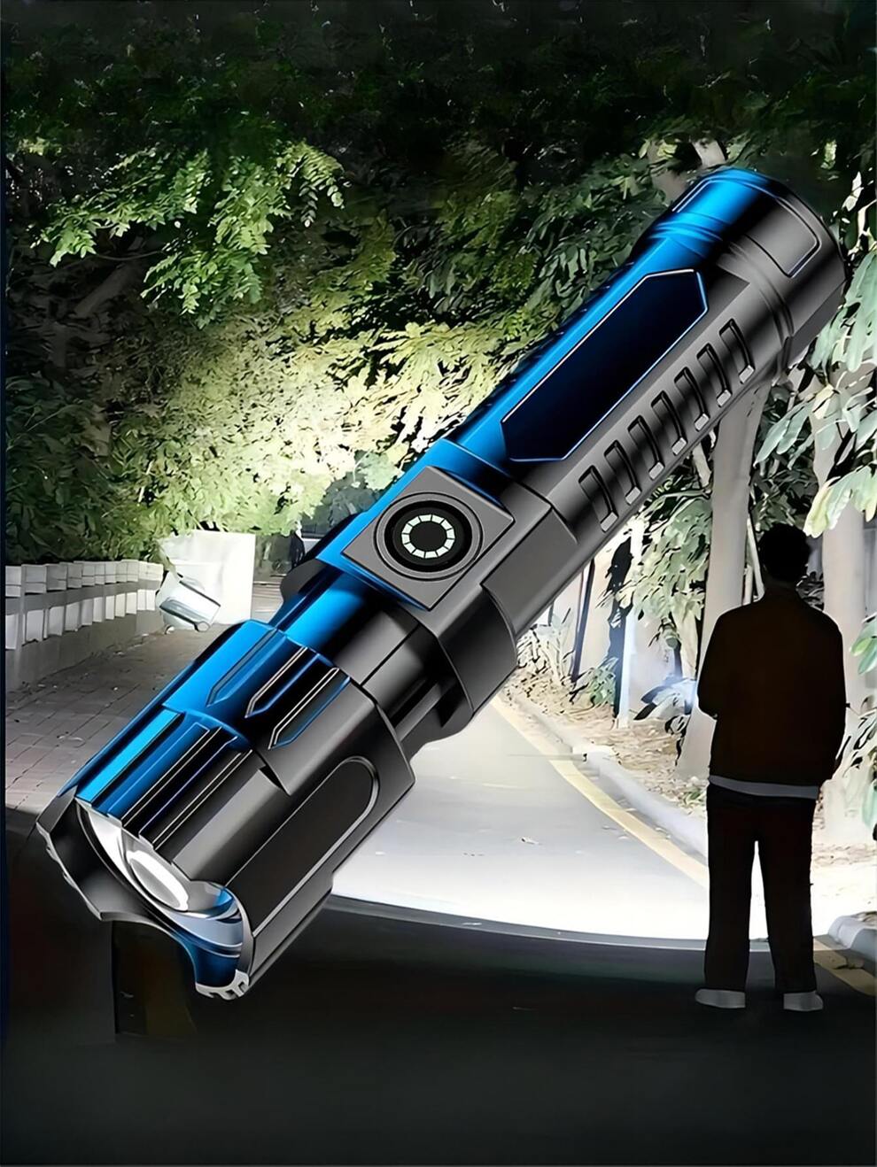 1pc ABS Multi-functional Outdoor Strong Light LED Long-range Telescopic Zoom Flashlight