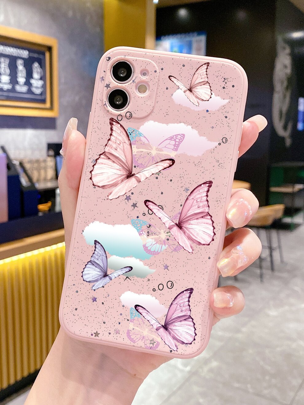 Pink Summer Butterfly Pattern Anti-Fall Phone Case