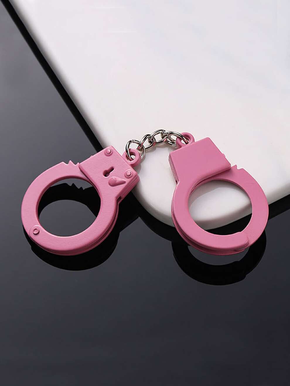 Street 1pc Mini Pink Double Handcuffs Keychain