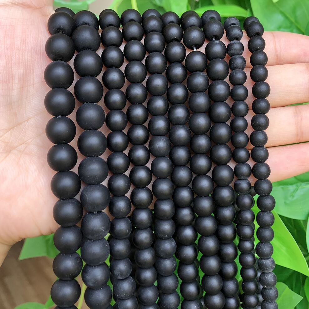 1pc Natural Stone Black Matte Onyx Agates Round Loose Beads For Jewelry Making DIY Necklace Bracelet Earrings Accessories 4 6 8 10 Mm