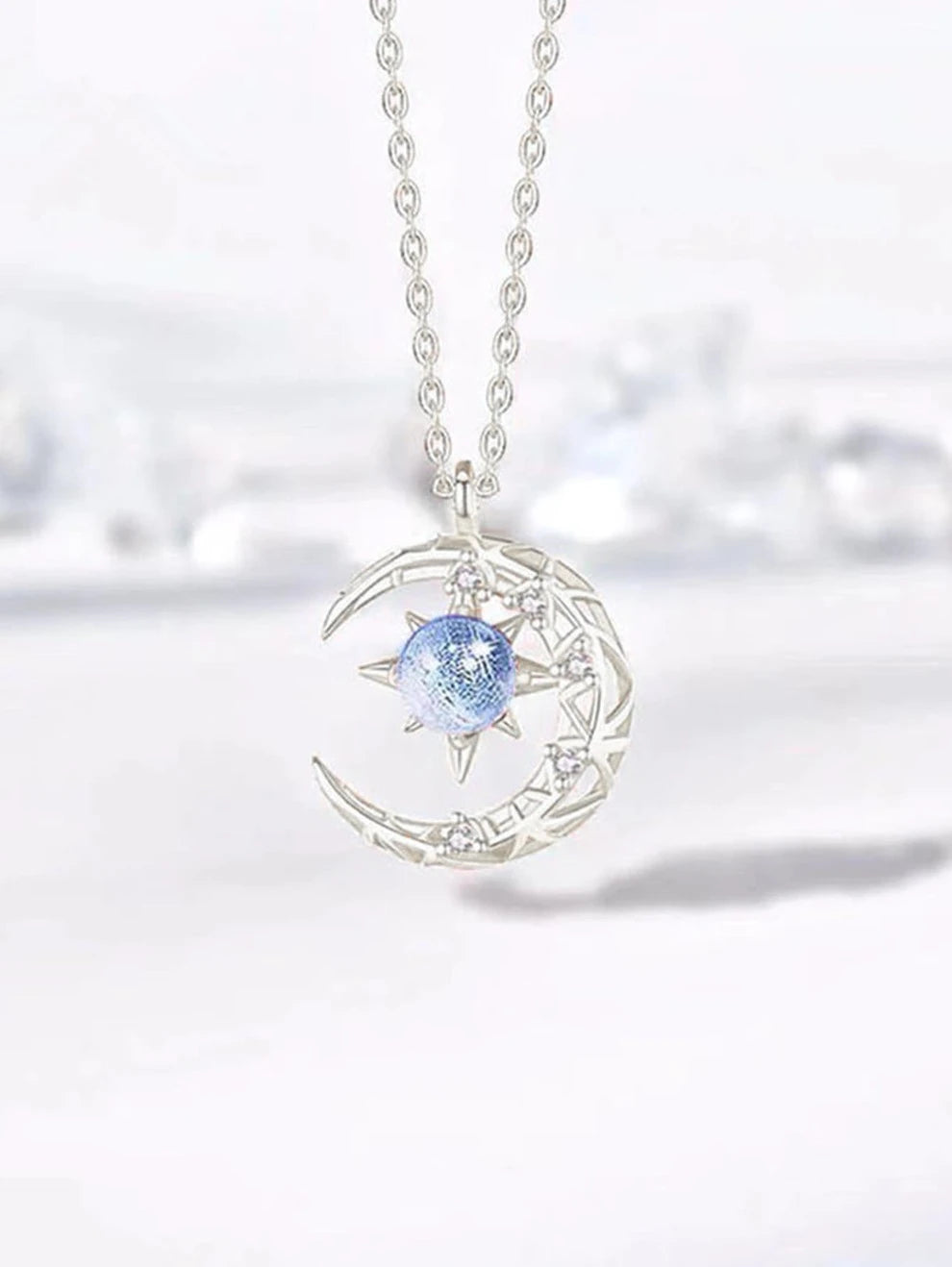 1pc Luxury Charm Necklace Delicate Jewelry Moon Star Shape Rhinestone Chain Elegant Fashion Necklace