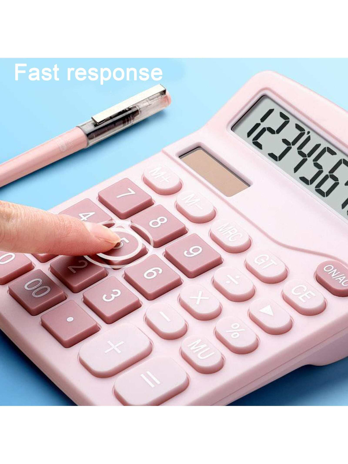 1pc 12-digit Dual Power Solar Powered Calculator With Large Screen Suitable For Finance, Accounting, Students, Office Desktop Computer Office Supplies