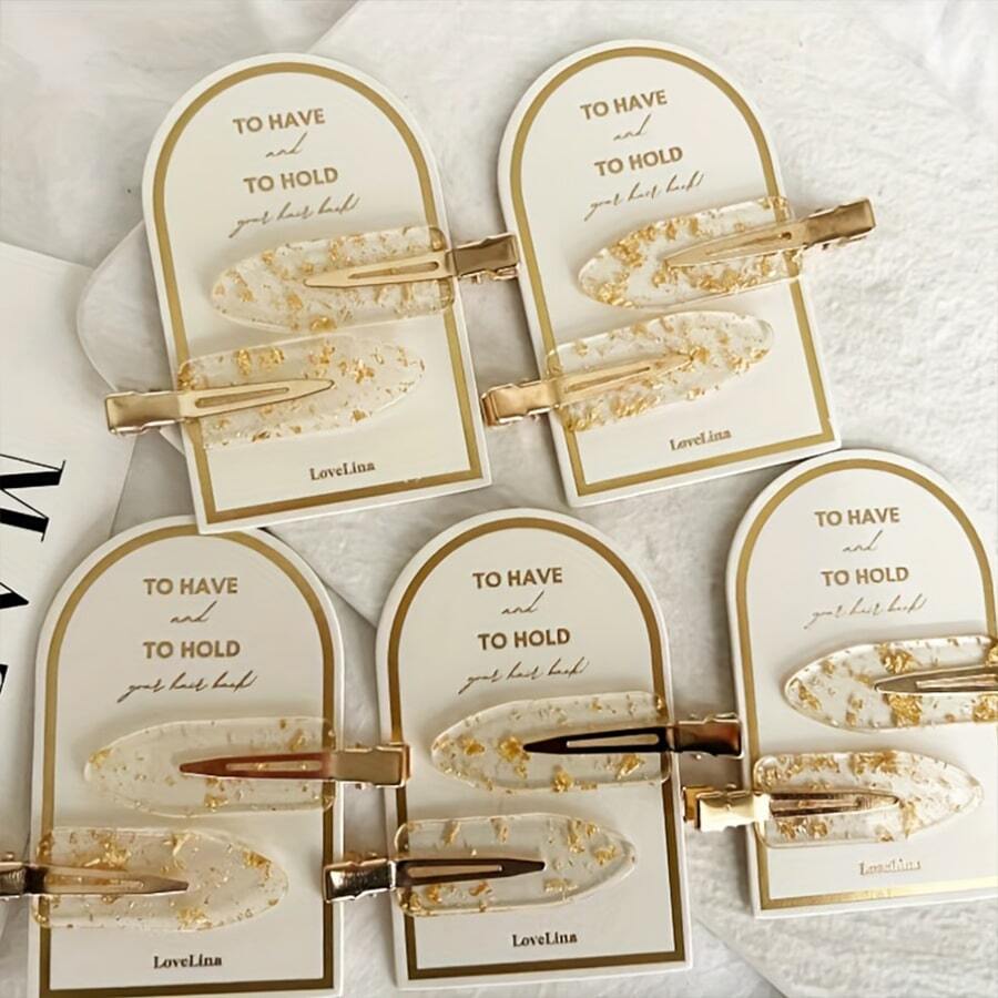 2pcs Women Gorgeous Golden Glitter Bridesmaid Hair Clips - Perfect Proposal Gift & Crease-Free Favor Casual