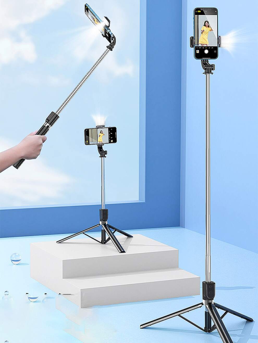 170cm Wireless Selfie Stick With Tripod Stand