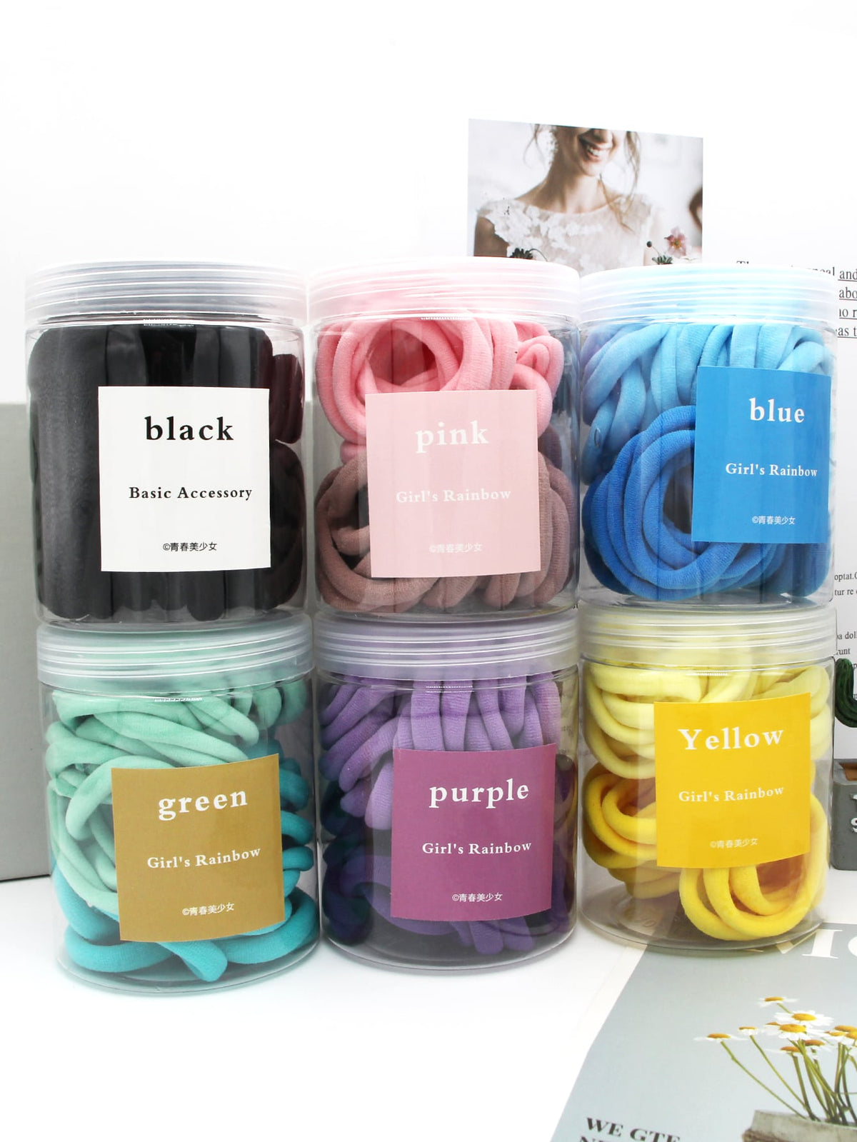 50pcs/Container 4cm Diameter Nylon Seamless Solid Color Hair Ties Suitable For Women, Perfect For Making Buns Casual