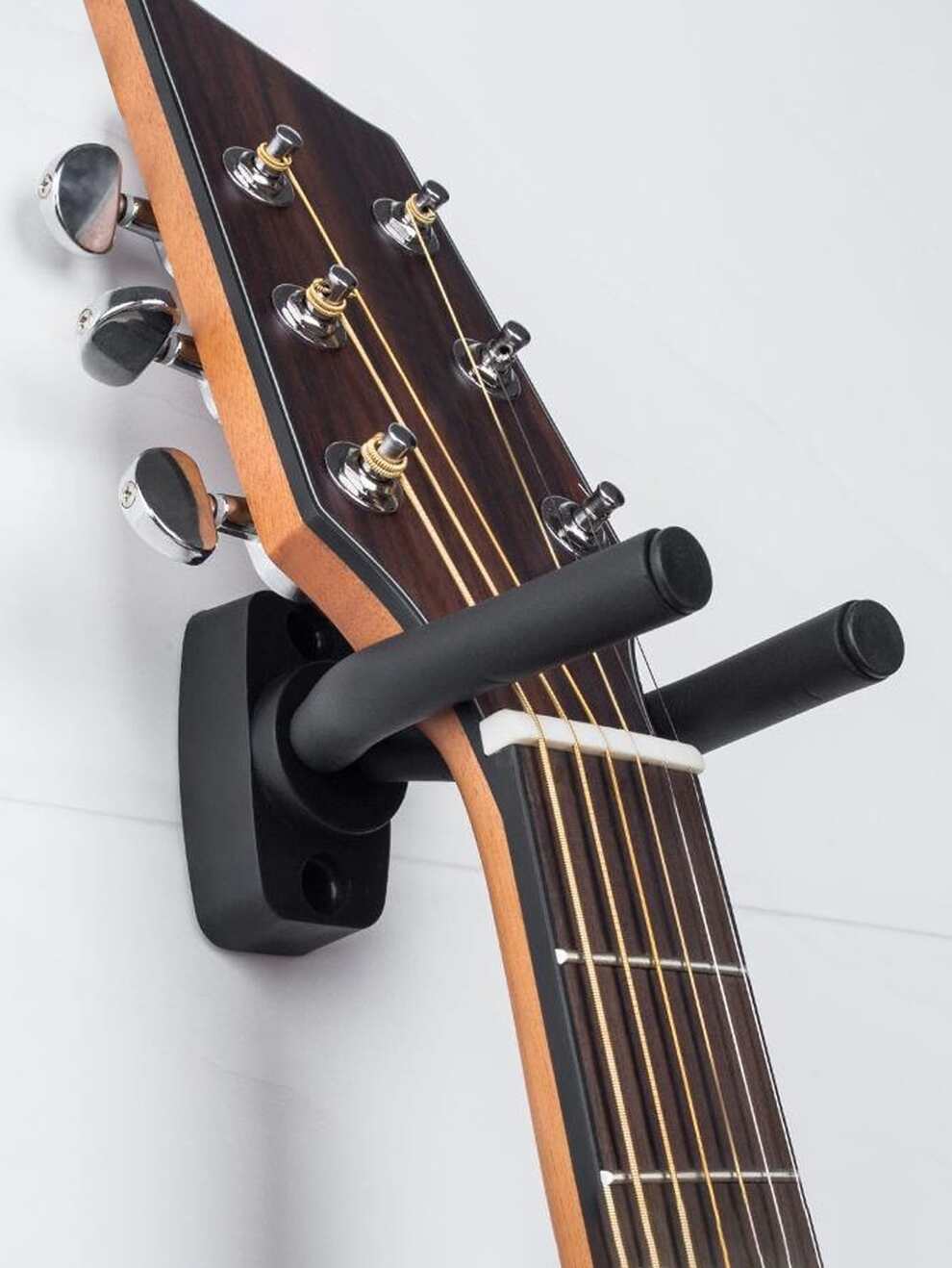 1pc Black Metal Wall Mount Guitar Hanger With Adjustable Hook Spacing