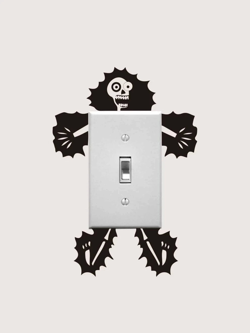 Electric Shock Skull Switch Sticker, Black Self Adhesive Switch Wall Sticker For Home Decor