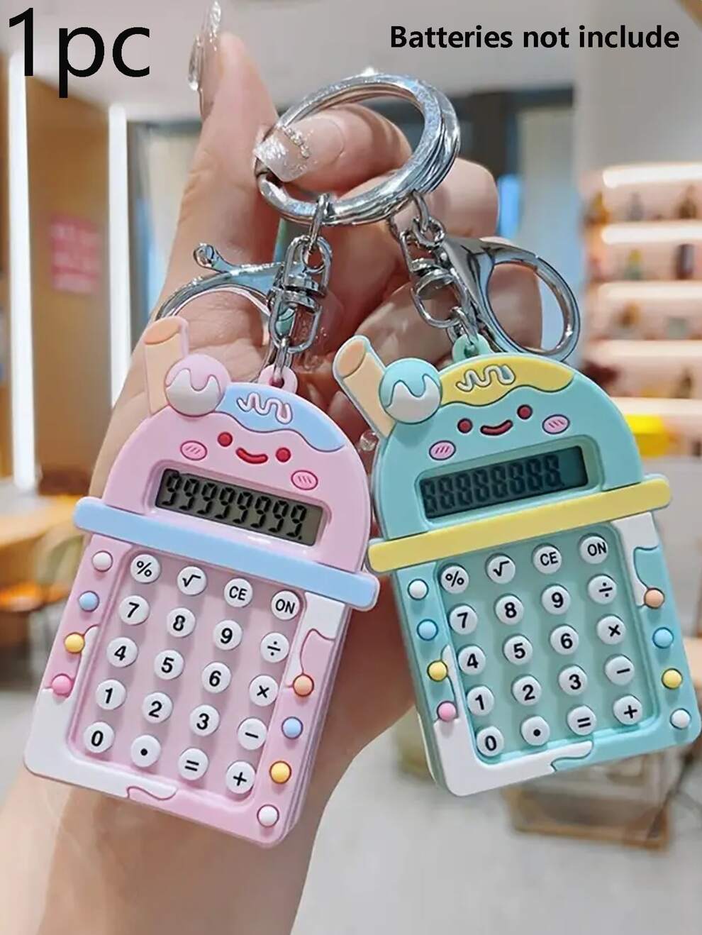 1pc Calculator Keychain Mini Portable Calculator With Keychain Key Chains Cute Stylish And Creative Cute Keychain 8-Digit Display Pocket Calculator Keychain Gift(Batteries Not Include) Gift Gift Acces