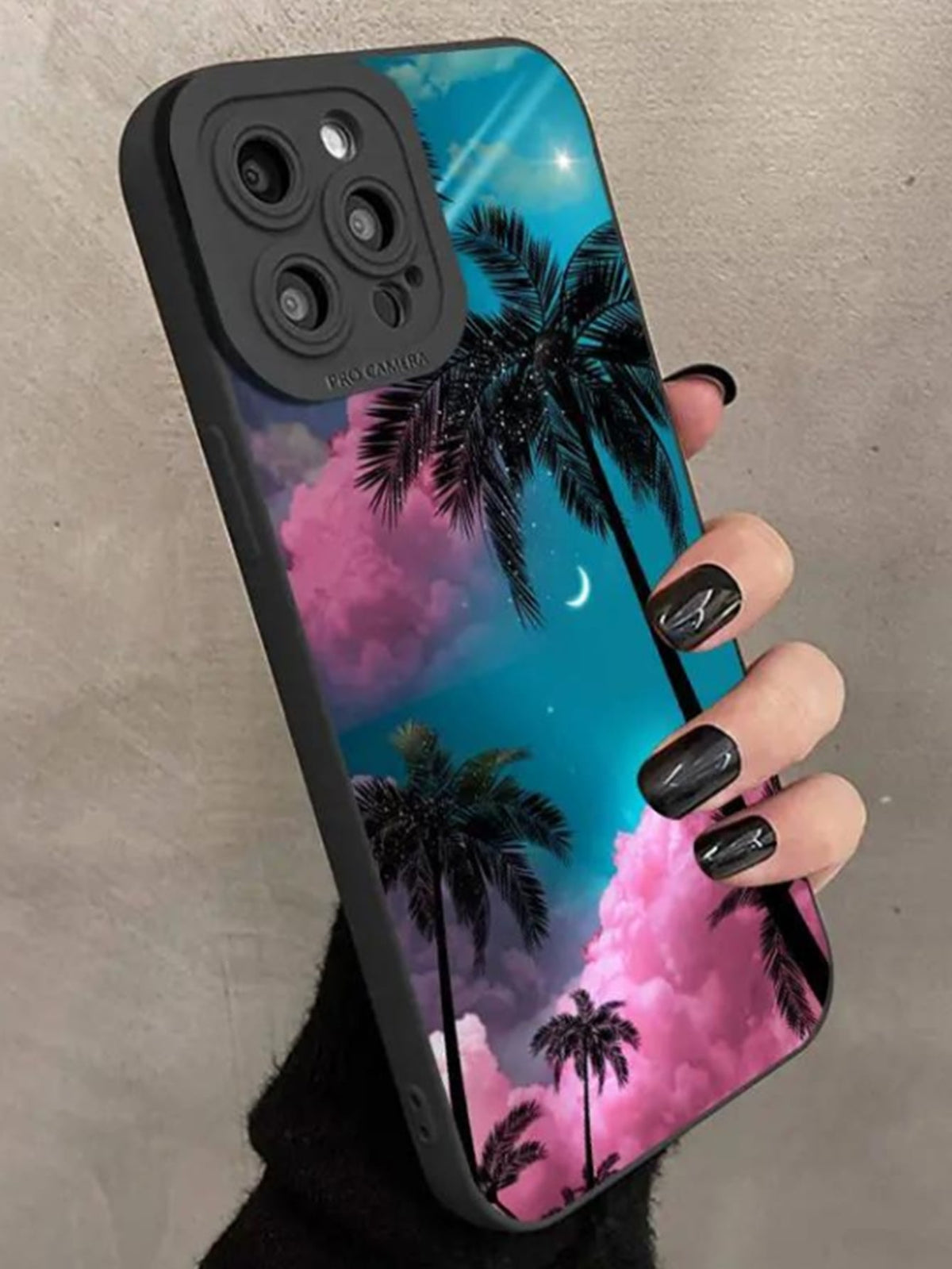 Coconut Tree Beach Painted Thicker Anti-Drop Cellphone Case Protective Cover Compatible With IPhone P15, Samsung S/78P/XR Series, Applicable Compatible With Apple IPhone P15 Pro, Max, XS Max, P14, P13