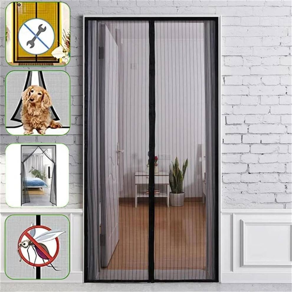 1pc Magnetic Self-sealing Screen Door Heavy Duty Mesh Curtain With Magnet Closure Anti-bug/mosquito Insect/flies Entry, Retractable Sliding Door Screen