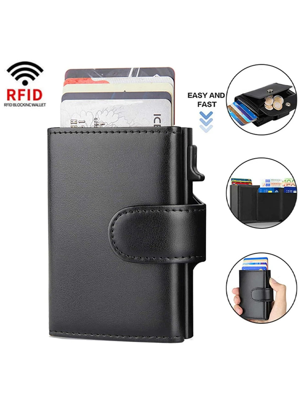 Rfid Microfiber Leather Card Holder Men Wallets Purse Fashion Cardholder Case Trifold Wallet Money Bags Smart Slim Thin Coin Pocket Wallet Purse Fashion Business Wallet For Men Fathers Day Gifts Gifts