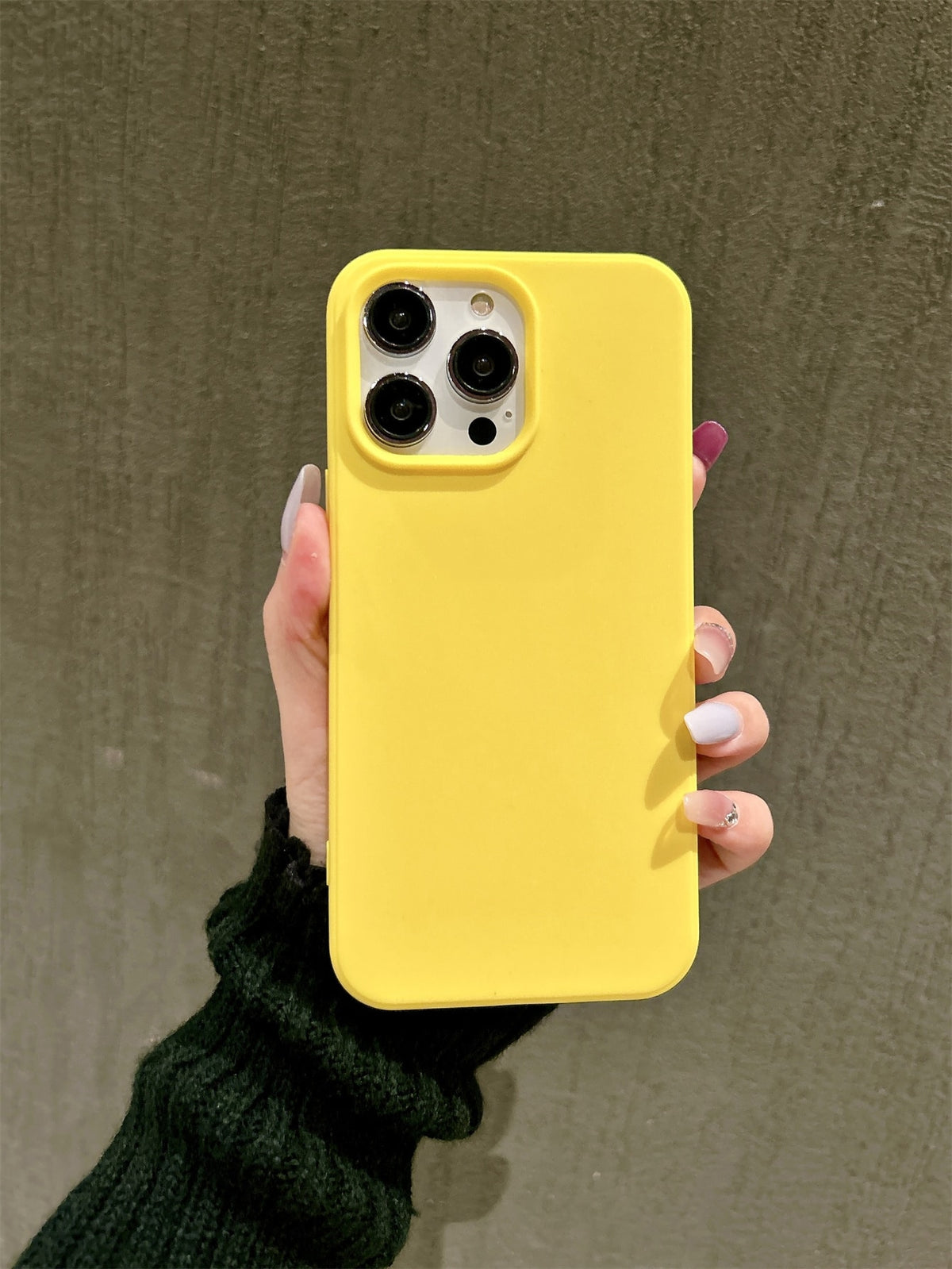 IPhone Simple Solid Color Matte Anti-Drop Phone Case With Strap