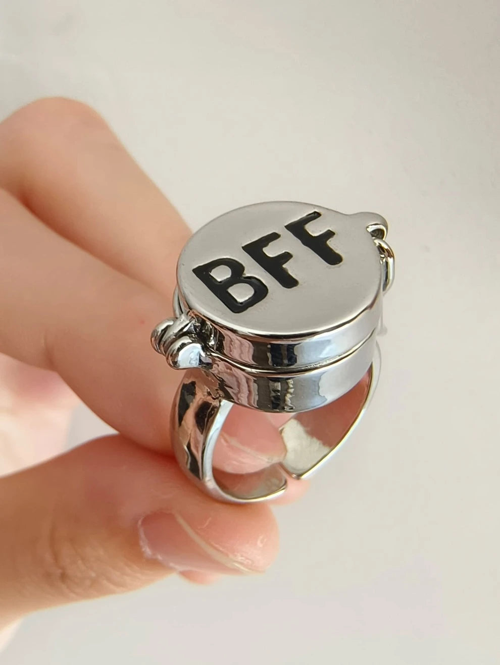 Cute Cartoon Open Ring, BFF Friendship Ring Best Friends Ring For Women's Girls