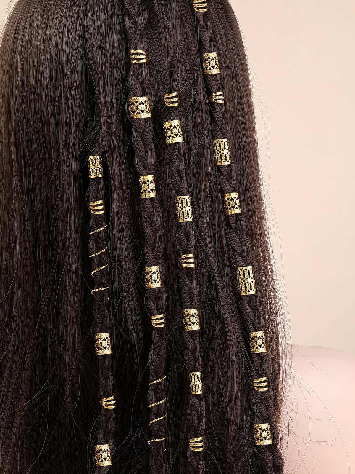 90pcs Hollow Out Hair Ring, Dreadlocks Beads Hair Braid Rings Clips Dread Locks Hair Braiding Metal Cuffs Decoration/Accessories Jewelry, Unisex Street