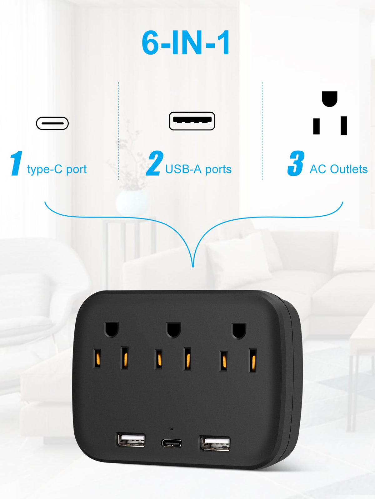 Multi-Socket Wall Plug With 2 USB-C Ports, Universal Travel Adapter For Cruise, Essential Accessory