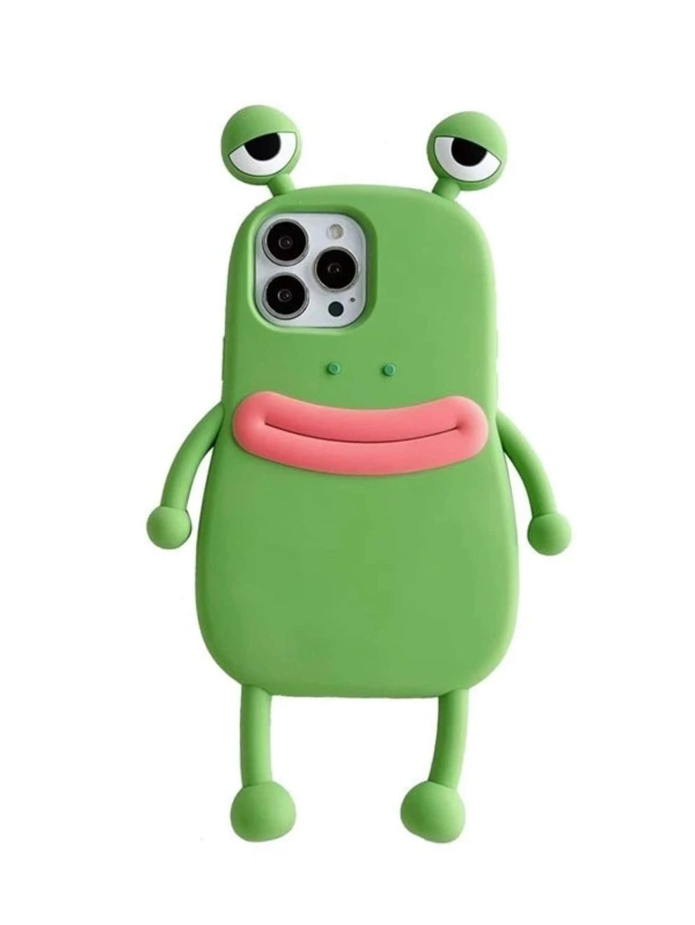 Green Funny 1pc Cartoon Frog Design Phone Case Compatible With IPhone15/15Plus/15Pro/15Promax