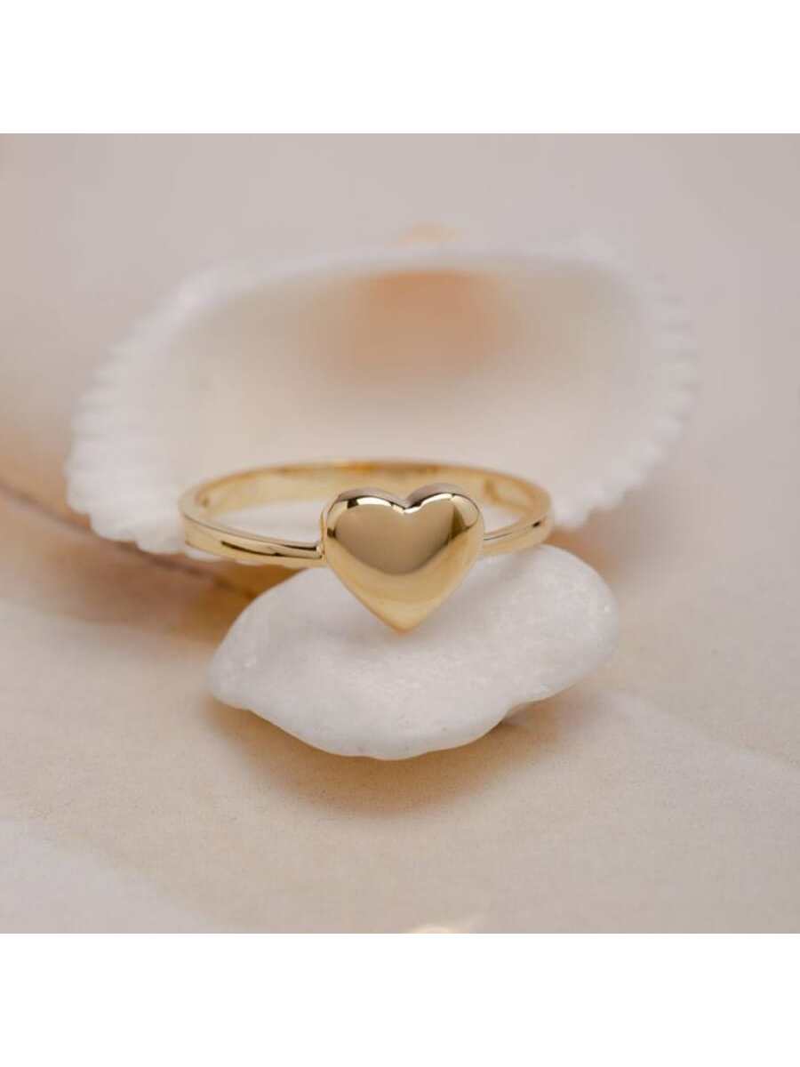 1pc Gold-tone Alloy Ladie's Fashionable Simple Heart Ring